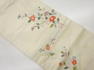 芒に草花模様織出し名古屋帯